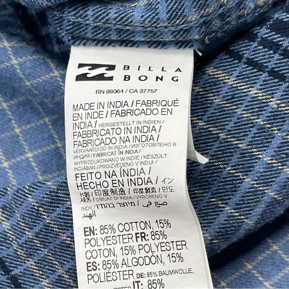 Billabong Flannel Shirt Plaid Button Blue Gorp Outdoor Grunge Skater Street XL - Picture 11 of 14